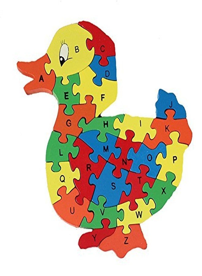 SubiMouIQ Animal Shaped Wooden Jigsaw Puzzles - Alphabet & Numbers Learning Toy for Kids || Educational Puzzle for Toddlers, Early Learning Activity || Educational Gift (Duck) - Image 1